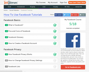 TechBoomers Screenshot - Course Page - Facebook (logged in)